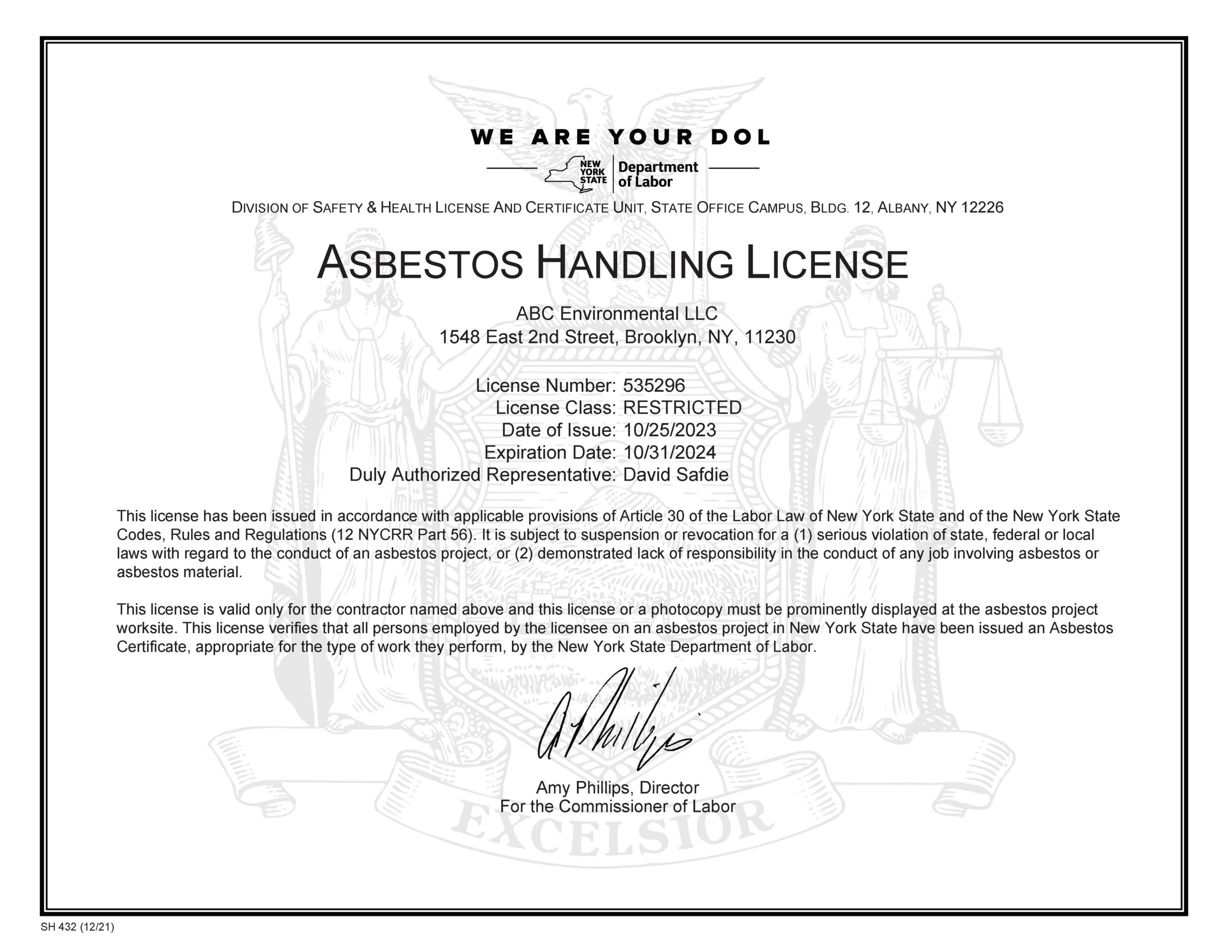 ABC Environmental LLC is a Certified Asbestos Handler in New York & New Jersey Area